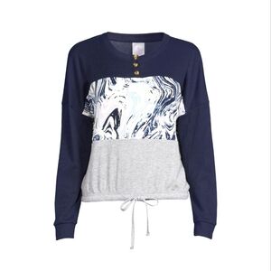 No Boundaries NWT Juniors' Long Sleeve Round Neck Drawstring Waist Top 837